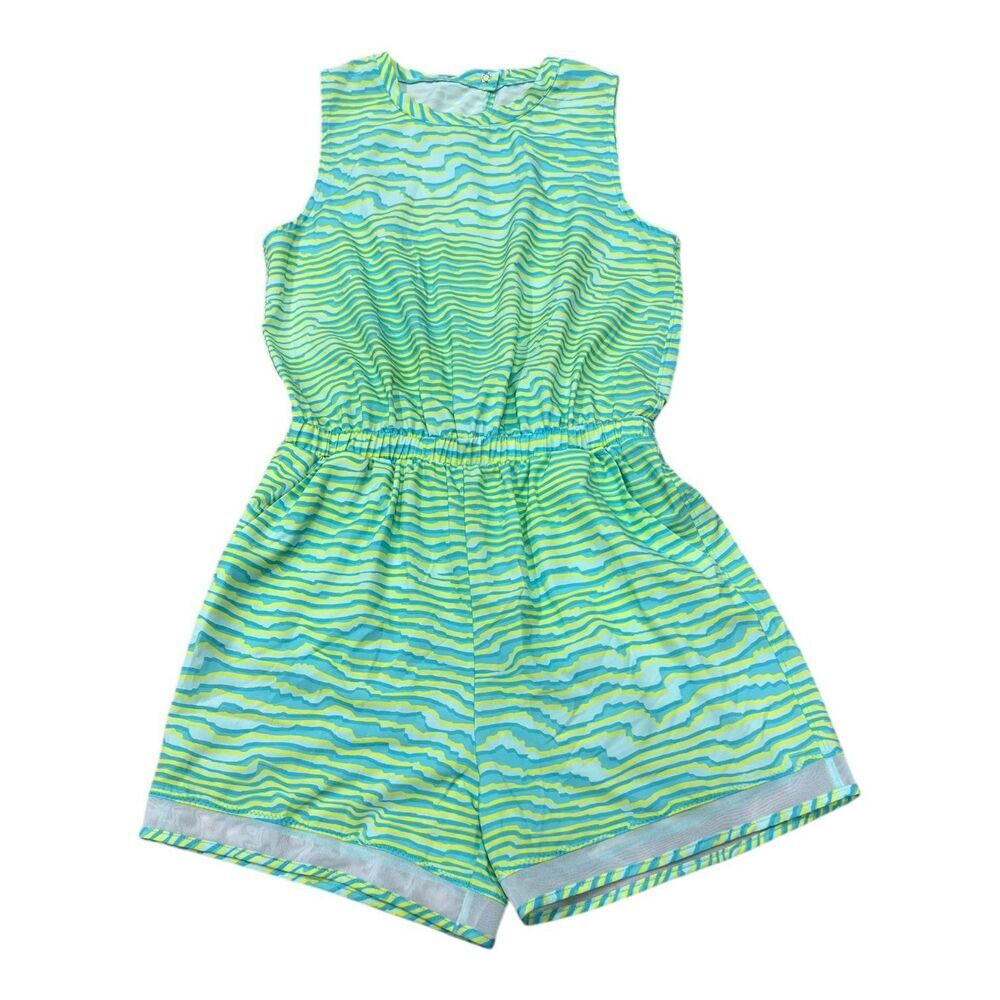 Zella Girl Green Wave Sleeveless Kids' Getaway Short Romper XL